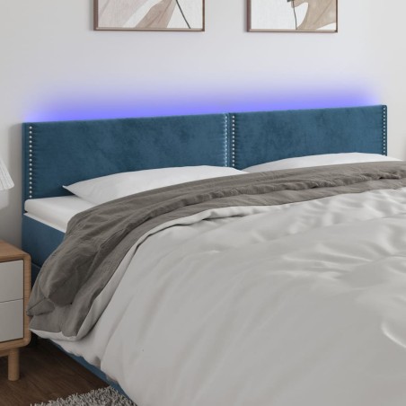 vidaXL LED Kopfteil Dunkelblau 180x5x78/88 cm Samt