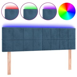 vidaXL LED Kopfteil Dunkelblau 144x5x78/88 cm Samt