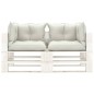 Garten-Palettensofa 2-Sitzer mit Kissen in Beige Holz Garten-Palettensofa 2-Sitzer mit Kissen in Beige Holz