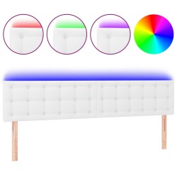 vidaXL LED Kopfteil Weiß 160x5x78/88 cm Kunstleder