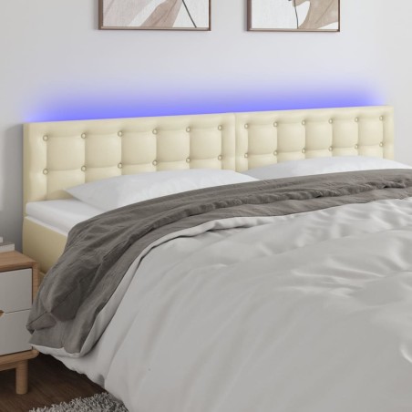vidaXL LED Kopfteil Creme 180x5x78/88 cm Kunstleder