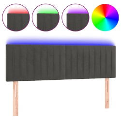 vidaXL LED Kopfteil Dunkelgrau 144x5x78/88 cm Samt