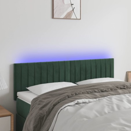 vidaXL LED Kopfteil Dunkelgrün 144x5x78/88 cm Samt