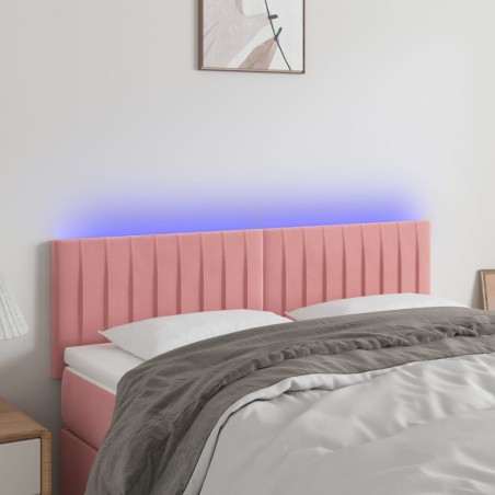 vidaXL LED Kopfteil Rosa 144x5x78/88 cm Samt
