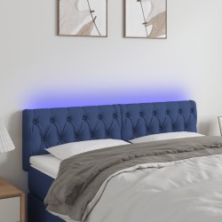 vidaXL LED Kopfteil Blau 160x7x78/88 cm Stoff