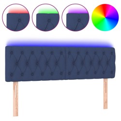 vidaXL LED Kopfteil Blau 160x7x78/88 cm Stoff