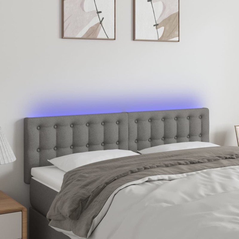 vidaXL LED Kopfteil Dunkelgrau 144x5x78/88 cm Stoff vidaXL LED Kopfteil Dunkelgrau 144x5x78/88 cm Stoff