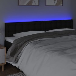 vidaXL LED Kopfteil Schwarz 200x5x78/88 cm Stoff