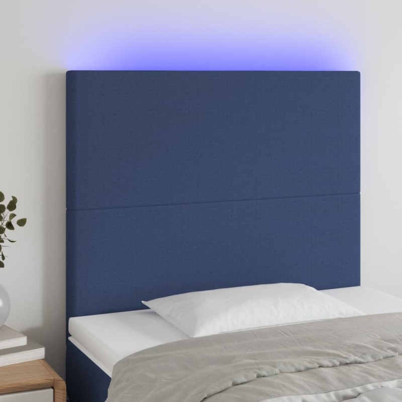 vidaXL LED Kopfteil Blau 100x5x118/128 cm Stoff vidaXL LED Kopfteil Blau 100x5x118/128 cm Stoff