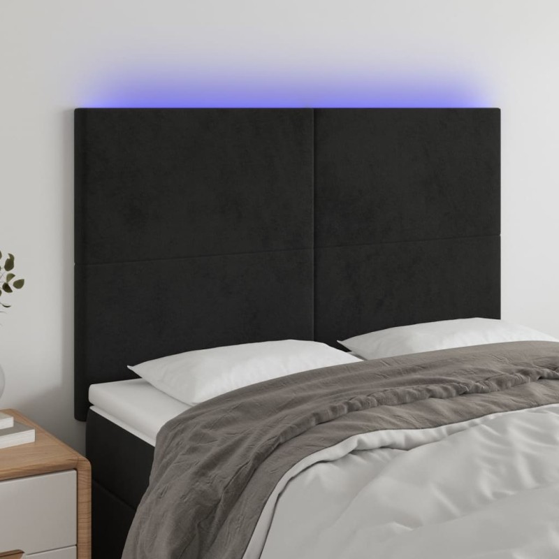 vidaXL LED Kopfteil Schwarz 144x5x118/128 cm Samt vidaXL LED Kopfteil Schwarz 144x5x118/128 cm Samt