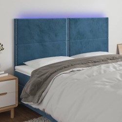 vidaXL LED Kopfteil Dunkelblau 180x5x118/128 cm Samt
