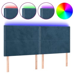 vidaXL LED Kopfteil Dunkelblau 180x5x118/128 cm Samt