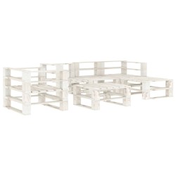 6-tlg. Garten-Lounge-Set aus Paletten Holz Weiß