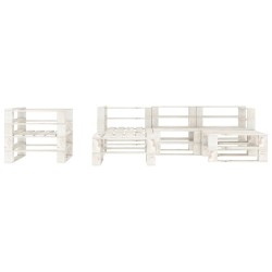6-tlg. Garten-Lounge-Set aus Paletten Holz Weiß