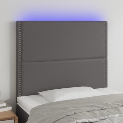 vidaXL LED Kopfteil Grau 80x5x118/128 cm Kunstleder