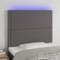vidaXL LED Kopfteil Grau 80x5x118/128 cm Kunstleder