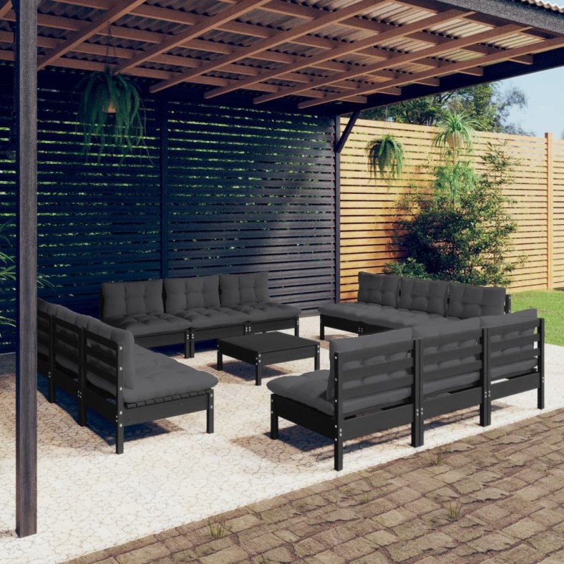 vidaXL 13-tlg. Garten-Lounge-Set mit Anthrazit Kissen Kiefernholz vidaXL 13-tlg. Garten-Lounge-Set mit Anthrazit Kissen Kiefernholz