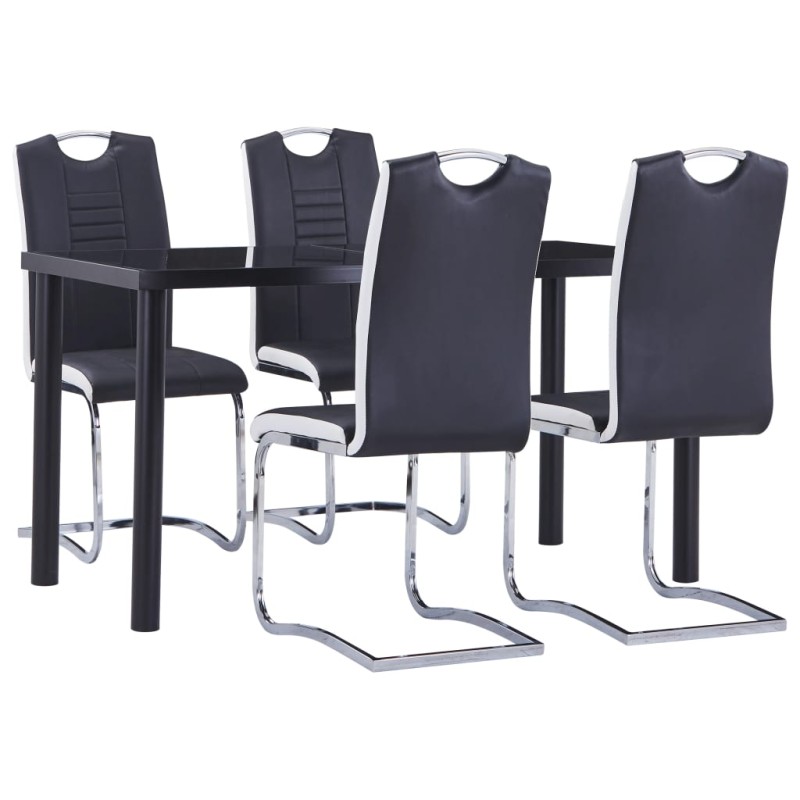 vidaXL 5-tlg. Essgruppe Kunstleder Schwarz vidaXL 5-tlg. Essgruppe Kunstleder Schwarz