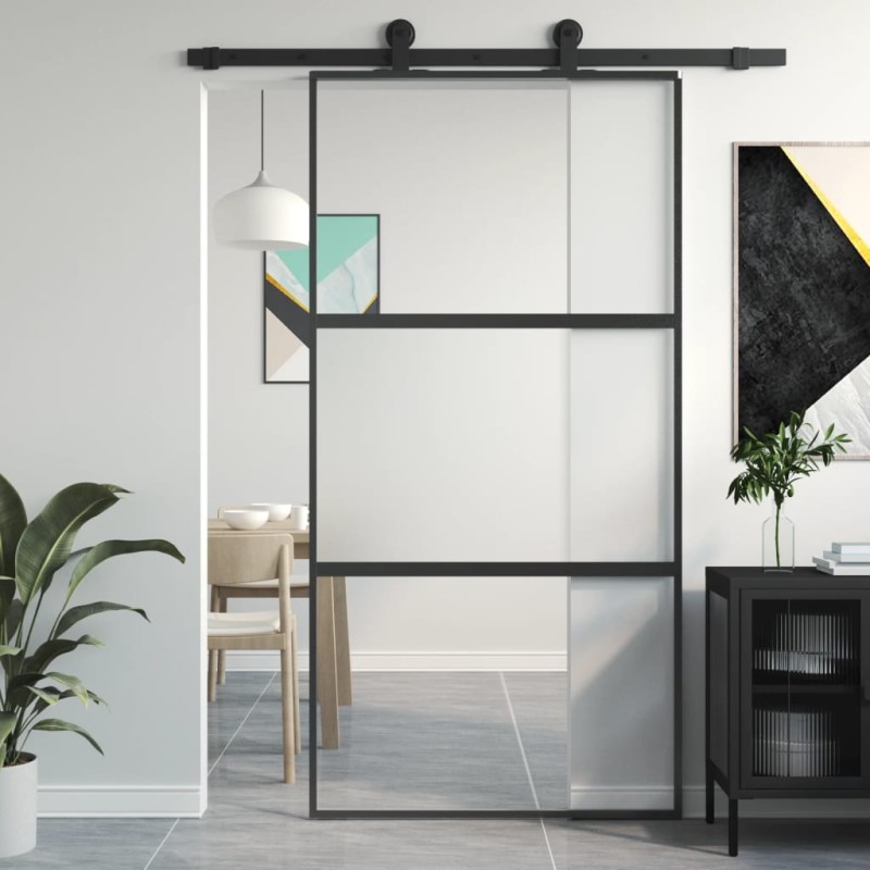 vidaXL Schiebetür Schwarz 102,5x205 cm Hartglas und Aluminium vidaXL Schiebetür Schwarz 102,5x205 cm Hartglas und Aluminium