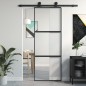 vidaXL Schiebetür Schwarz 76x205 cm Hartglas und Aluminium
