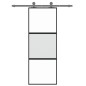 vidaXL Schiebetür Schwarz 76x205 cm Hartglas und Aluminium