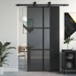 vidaXL Schiebetür Schwarz 102,5x205 cm Hartglas und Aluminium vidaXL Schiebetür Schwarz 102,5x205 cm Hartglas und Aluminium