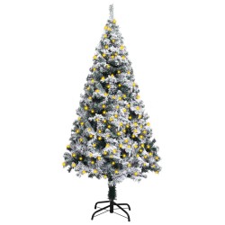 vidaXL Künstlicher Weihnachtsbaum mit Beleuchtung & Schnee Grün 120 cm