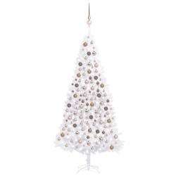 vidaXL Künstlicher Weihnachtsbaum Beleuchtung & Kugeln LEDs 300cm Weiß