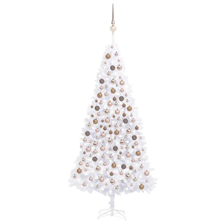 vidaXL Künstlicher Weihnachtsbaum Beleuchtung & Kugeln LEDs 300cm Weiß
