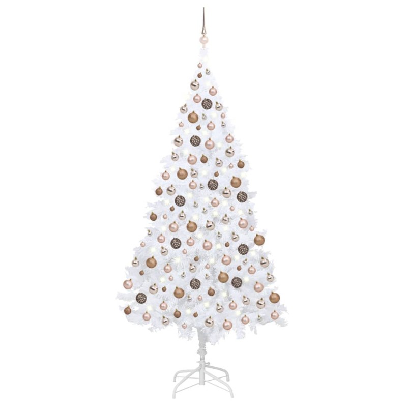 vidaXL Künstlicher Weihnachtsbaum mit Beleuchtung & Kugeln Weiß 240 cm vidaXL Künstlicher Weihnachtsbaum mit Beleuchtung & Kugeln Weiß 240 cm