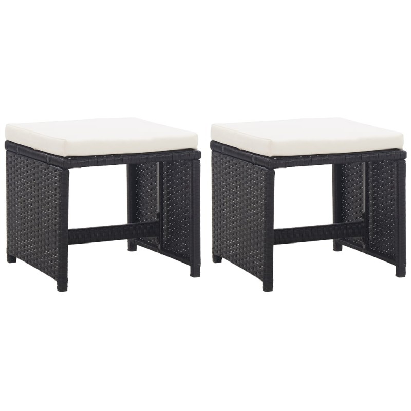 vidaXL Gartenhocker 2 Stk. mit Sitzkissen Poly Rattan Schwarz vidaXL Gartenhocker 2 Stk. mit Sitzkissen Poly Rattan Schwarz