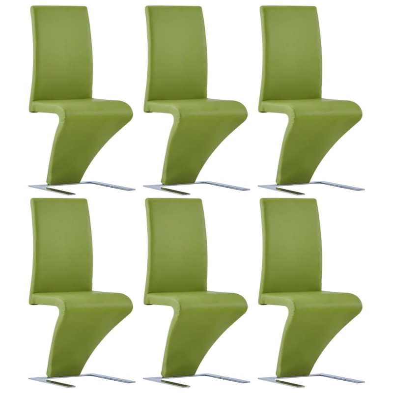 Esszimmerstühle in Zick-Zack-Form 6 Stk. Grün Kunstleder Esszimmerstühle in Zick-Zack-Form 6 Stk. Grün Kunstleder