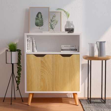 vidaXL Sideboard Weiß und Sonoma-Eiche 60x30x72 cm Holzwerkstoff