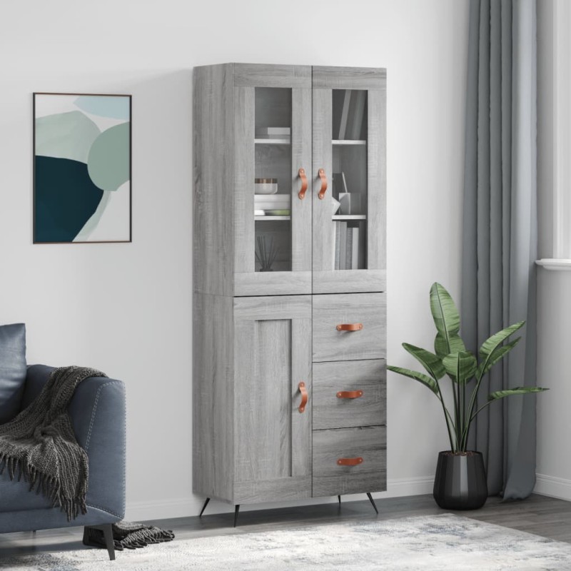 Highboard Grau Sonoma 69,5x34x180 cm Holzwerkstoff Highboard Grau Sonoma 69,5x34x180 cm Holzwerkstoff