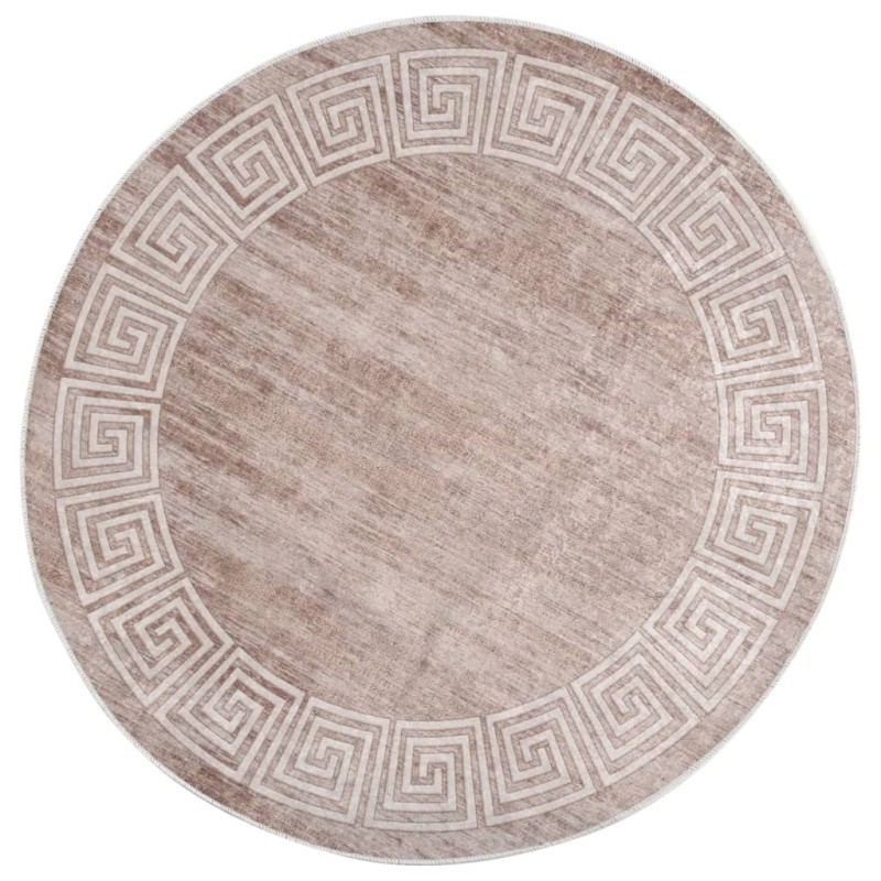 vidaXL Teppich Waschbar 120 cm Beige Rutschfest vidaXL Teppich Waschbar 120 cm Beige Rutschfest
