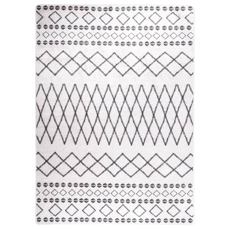 vidaXL Teppich Waschbar Schwarz und Weiß 120x170 cm Rutschfest vidaXL Teppich Waschbar Schwarz und Weiß 120x170 cm Rutschfest