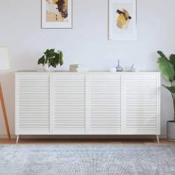 vidaXL Schranktüren Lamellen-Design 4 Stk Weiß 99,3x59,4 cm Massivholz