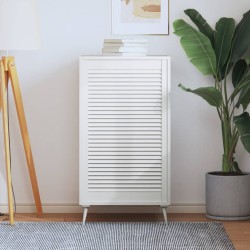 vidaXL Schranktür Lamellen-Design Weiß 99,3x59,4 cm Massivholz Kiefer