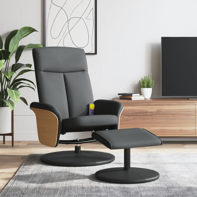 vidaXL Massagesessel mit Fußhocker Dunkelgrau Stoff vidaXL Massagesessel mit Fußhocker Dunkelgrau Stoff