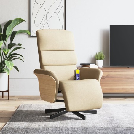 vidaXL Relaxsessel mit Fußteil Creme Stoff
