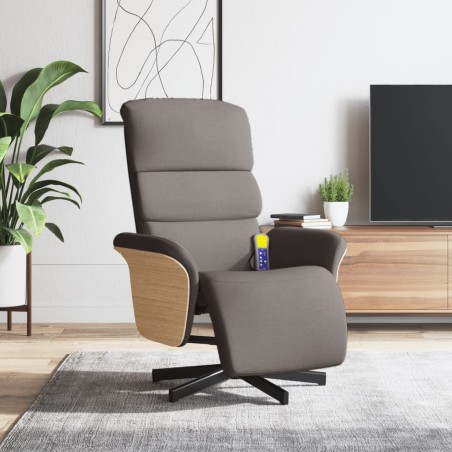 vidaXL Massagesessel mit Fußteil Taupe Stoff