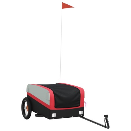 vidaXL Lastenanhänger für Fahrrad Schwarz und Rot 30 kg Eisen