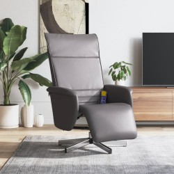 vidaXL Massagesessel mit Fußteil Grau Kunstleder