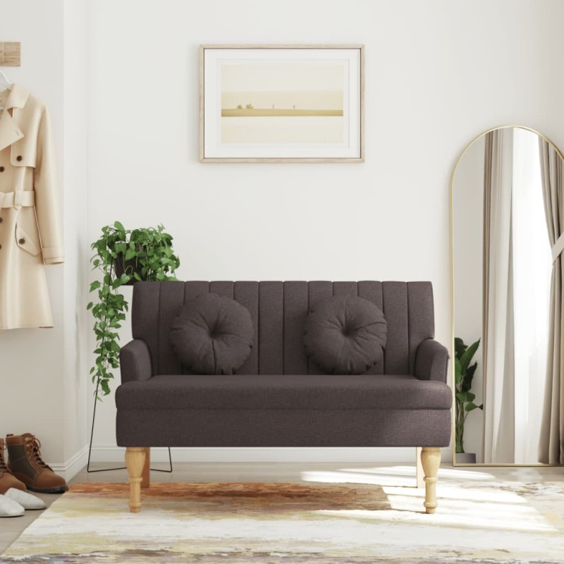 vidaXL Sitzbank mit Kissen Dunkelbraun 113x64,5x75,5 cm Stoff vidaXL Sitzbank mit Kissen Dunkelbraun 113x64,5x75,5 cm Stoff