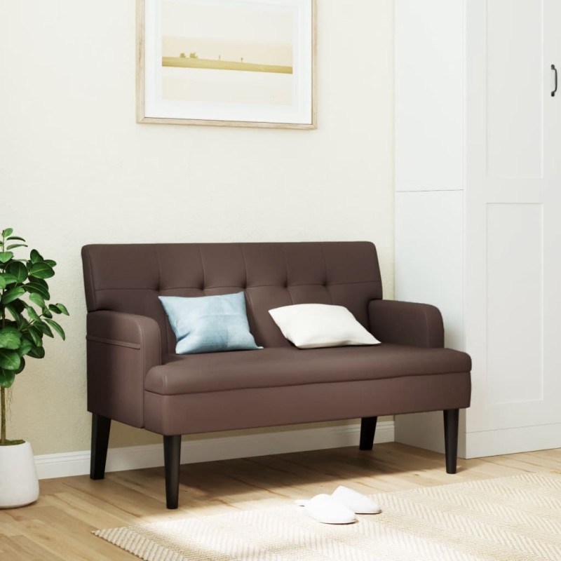vidaXL Sitzbank mit Rückenlehne Braun 112x65,5x75 cm Kunstleder vidaXL Sitzbank mit Rückenlehne Braun 112x65,5x75 cm Kunstleder