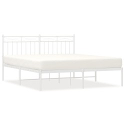 vidaXL Bettgestell mit Kopfteil Metall Weiß 160x200 cm