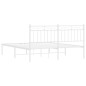 vidaXL Bettgestell mit Kopfteil Metall Weiß 160x200 cm vidaXL Bettgestell mit Kopfteil Metall Weiß 160x200 cm