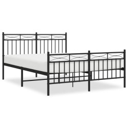 vidaXL Bettgestell mit Kopf- und Fußteil Metall Schwarz 135x190 cm