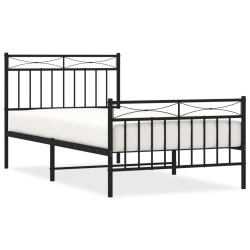 vidaXL Bettgestell mit Kopf- und Fußteil Metall Schwarz 100x190 cm