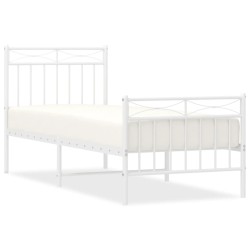 vidaXL Bettgestell mit Kopf- und Fußteil Metall Weiß 75x190 cm